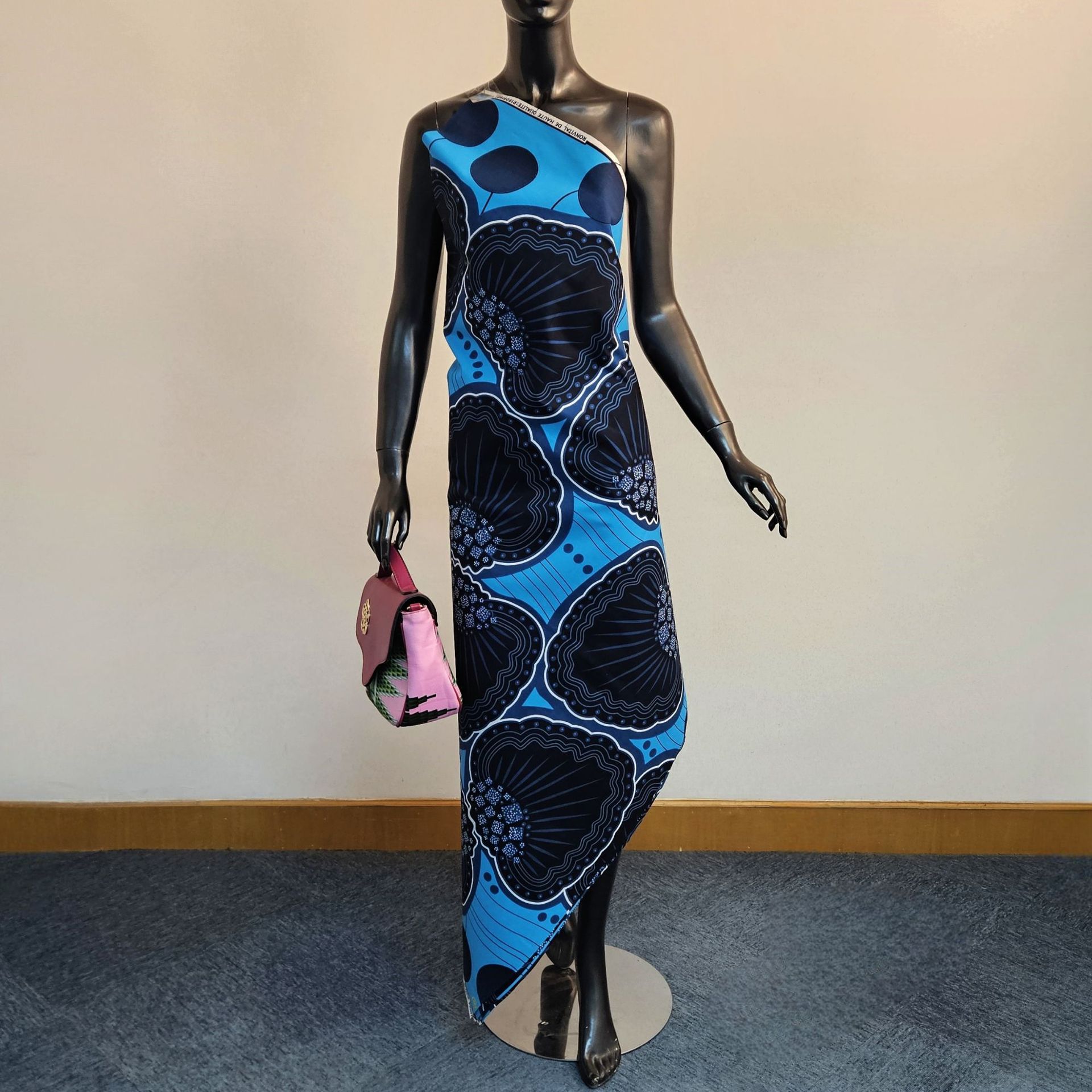 Sewing Batik Fabric - Czarna, drukowana, niebieska bawełna afrykańska woskowana