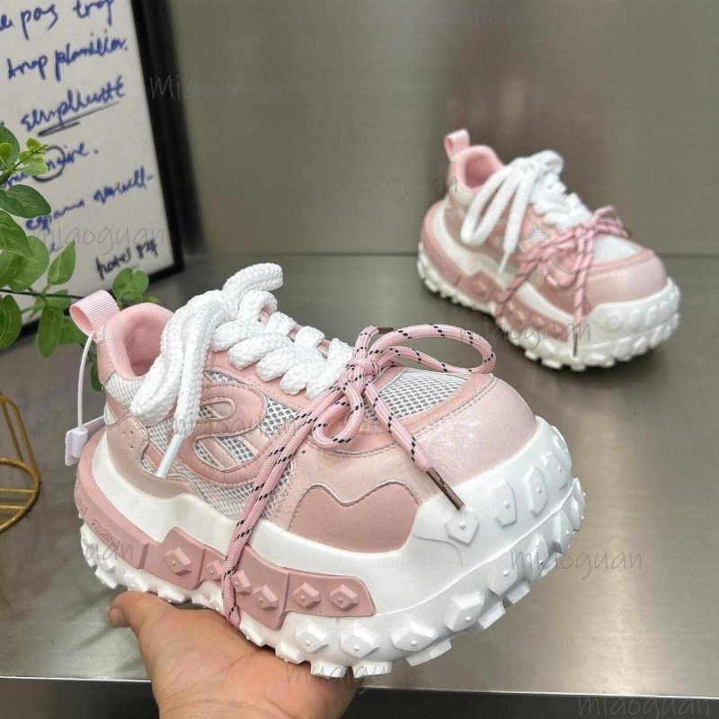 Sewing Garment - Damskie masywne sneakersy na platformie, oddychające,